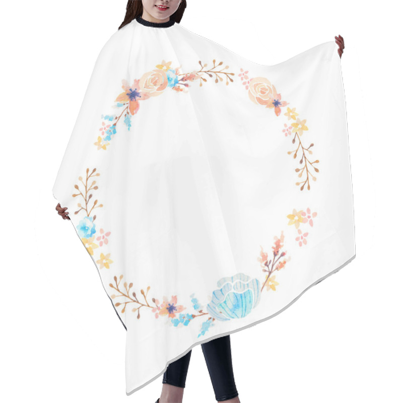 Personality   Hand drawn watercolor flower wreath hair cutting cape