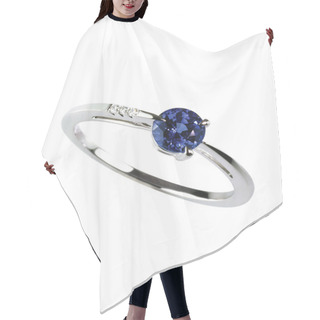 Personality  Gemstone And Diamond Sapphire Ring Isolated On White Hair Cutting Cape