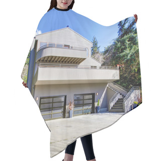 Personality  Light Brown Modern House Exterior In Spring Forest. Hair Cutting Cape