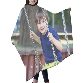 Personality  Cute Little Toddler Boy, Swinging In The Park, Summertime Hair Cutting Cape