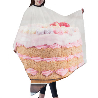 Personality  Naked Pink Layer Cake With Rosette Flowers Hair Cutting Cape