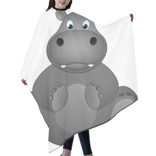 Personality  Funny Illustration Of A Hippopotamus Hair Cutting Cape