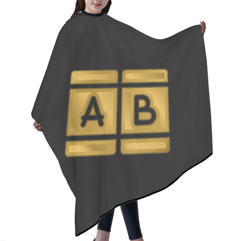 Personality  A Gold Plated Metalic Icon Or Logo Vector Hair Cutting Cape