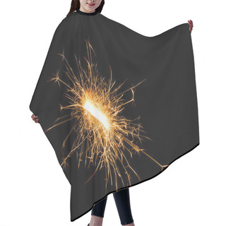 Personality  Close-up View Of Festive Christmas Sparkler On Black Background   Hair Cutting Cape