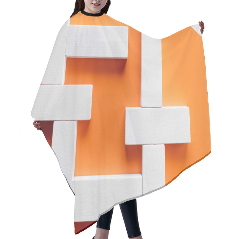 Personality  Top View Of White Rectangular Blocks On Orange Background Hair Cutting Cape