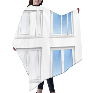 Personality  Plastic Window Frames 4 Realistic Icons Set Hair Cutting Cape