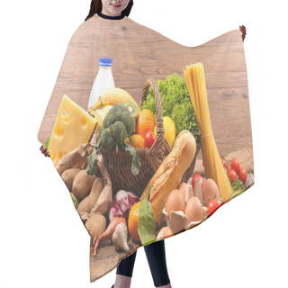 Personality  Composition With Fruits,vegetables,dairy,bread Hair Cutting Cape