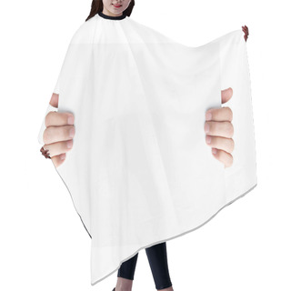 Personality  Hands Holding Blank Advertising Card Hair Cutting Cape