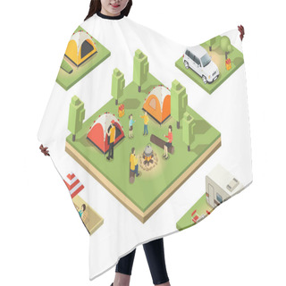 Personality  Isometric Camping Territory Composition Hair Cutting Cape