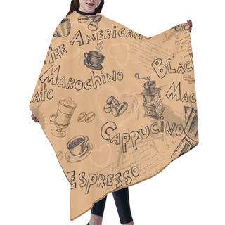 Personality  Seamless Coffee Names Background Hair Cutting Cape