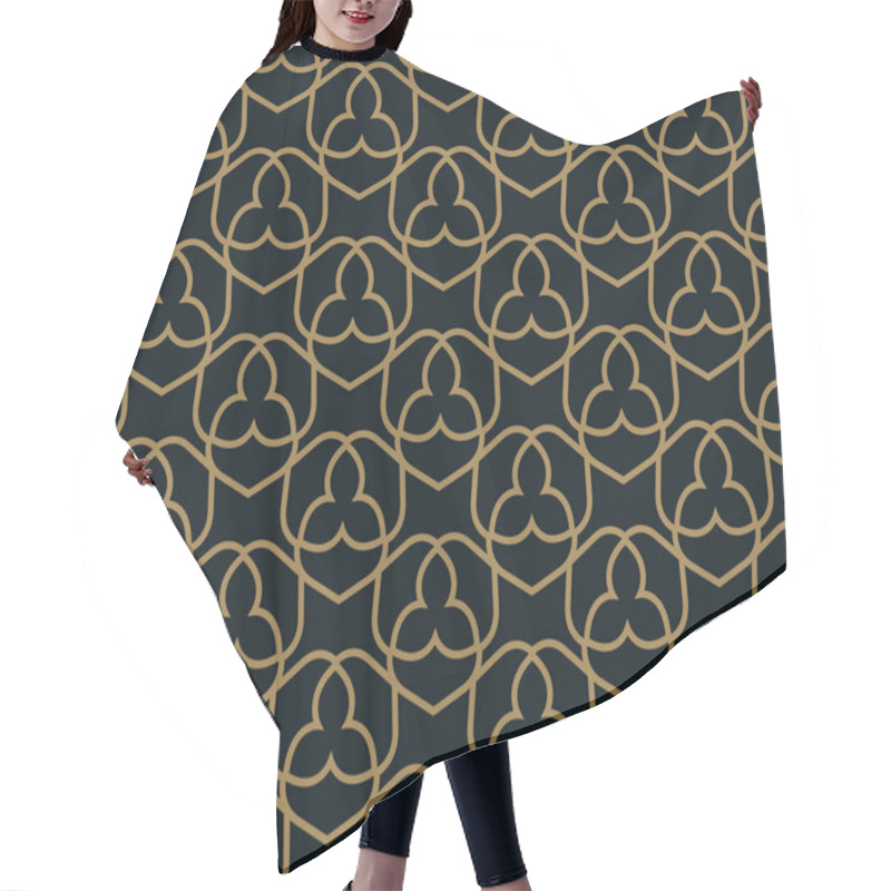 Personality  Seamless Pattern. Graphic Lines Ornament. Floral Stylish Background. Hair Cutting Cape