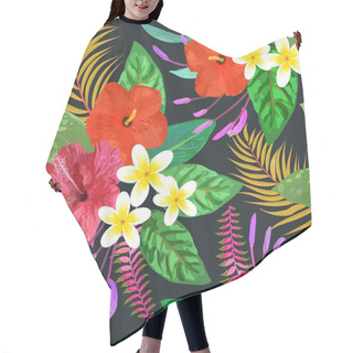 Personality  Tropical Leaves And Flowers Seamless Pattern Colorful Isolated H Hair Cutting Cape