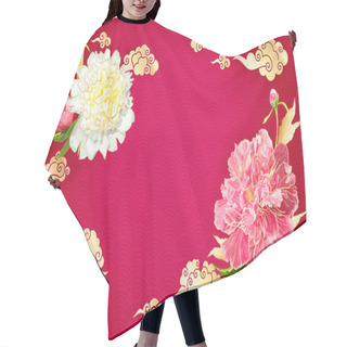 Personality  Background With Peonies And Chinese Clouds Hair Cutting Cape