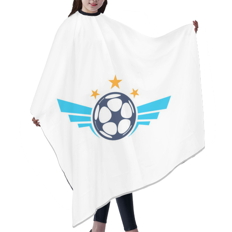 Personality  Soccer Logo Design Vector Illustration, Creative Football Logo Design Concept Template, Symbols Icons Hair Cutting Cape