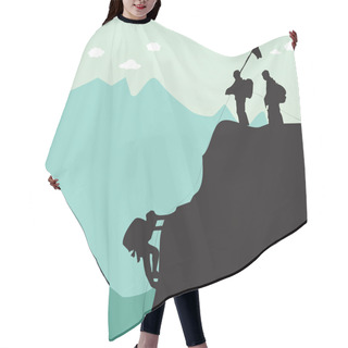 Personality  Vector Black Silhouette Of A Rock Climber Hair Cutting Cape