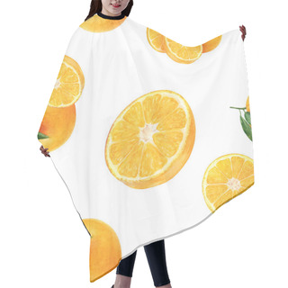Personality  Watercolor Hand Drawn Orange Fruit Seamless Pattern. Hair Cutting Cape