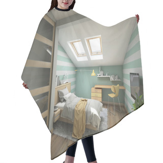 Personality  Bright Teenager's Room On Attic Hair Cutting Cape