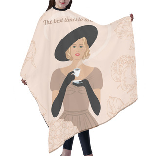 Personality  Woman Drinking Coffee Hair Cutting Cape