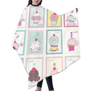 Personality  Cupcake Post Stamp Design Set Hair Cutting Cape