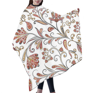 Personality  Abstract Vintage Pattern With Decorative Flowers, Leaves And Paisley Pattern In Oriental Style. Hair Cutting Cape