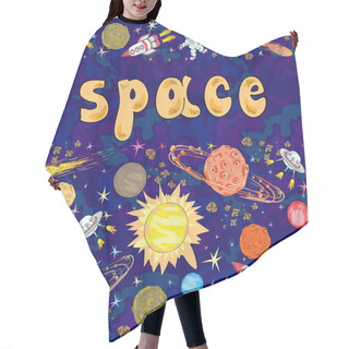 Personality  Colorful Space Seamless Pattern. Hair Cutting Cape