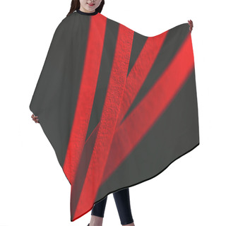 Personality  Close Up View Of Red Quilling Striped Paper On Black  Hair Cutting Cape