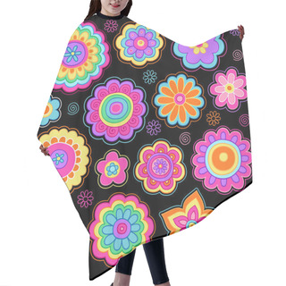 Personality  Flower Power Doodles Groovy Psychedelic Flowers Vector Set Hair Cutting Cape