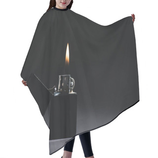 Personality  Lighter With Burning Fire On Black With Copy Space  Hair Cutting Cape