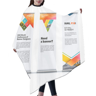 Personality  Business Vector Set Of Modern Roll Up Banner Stand Design With A Hair Cutting Cape