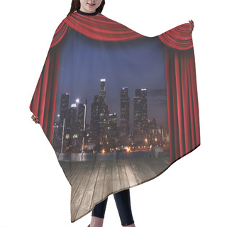 Personality  Theater Stage Curtain Drapes With A Night City As A Backdrop Hair Cutting Cape