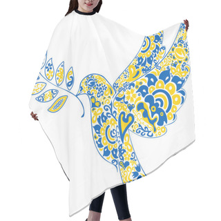 Personality  Folk Art Illustration Dove Of Peace Sign In Ukrainian Flag Colors And Ethnical Pattern Hair Cutting Cape