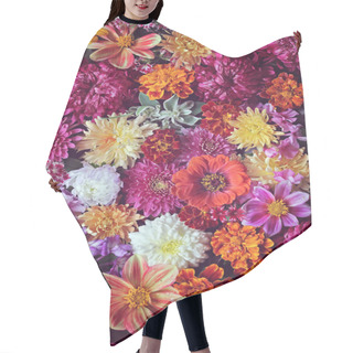 Personality  Flower Background. A Background From Cultivated Flowers. Hair Cutting Cape