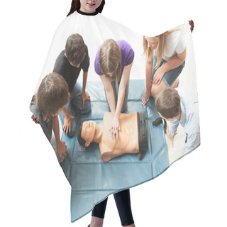 Personality  Teenagers Practice CPR Hair Cutting Cape