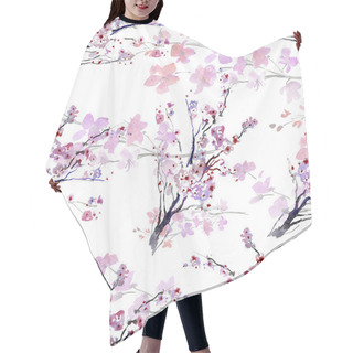 Personality  White Flowers. Pattern. Watercolor Hair Cutting Cape