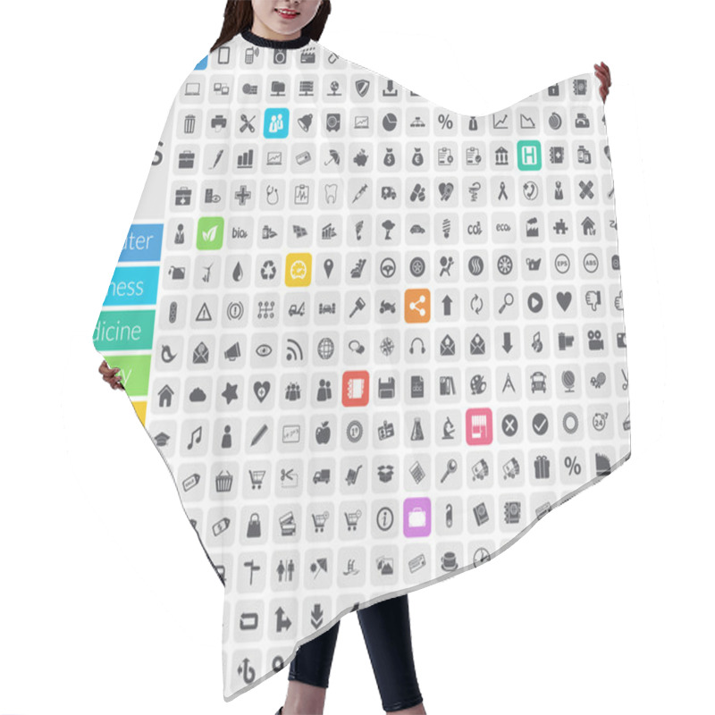 Personality  Icons inside rounded squares hair cutting cape