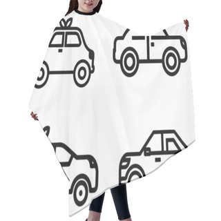 Personality  Car Set Outline Vector Illustration On White Background Hair Cutting Cape