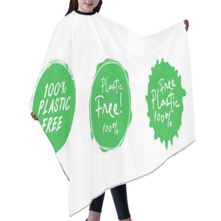 Personality  Set Of Plastic Free Green Eco Friendly Design Elements. Vector Illustration. Hair Cutting Cape