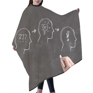 Personality  Hand Illustrating Progression Of Problem To Idea To Solution On Chalkboard In Business Concept Image Hair Cutting Cape