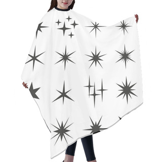 Personality  Sparkles Black Template Icons On White Background. Vector Hair Cutting Cape