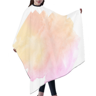 Personality  Multicolored Watercolor Stains In Pastel Colors With Natural Stains On A Paper Basis. Abstract Background With Unique Streaks Of Paint. Isolated Frame For Design. Hair Cutting Cape