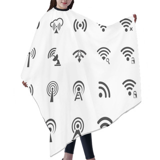 Personality  Set Of Twenty Different Black Vector Wi-fi And Wireless Icons Hair Cutting Cape