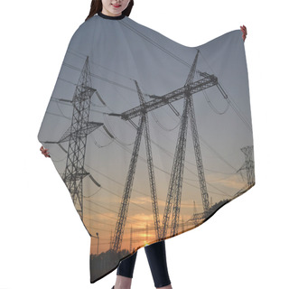 Personality  Electric Power Transmission With High Voltage Power Lines Suppli Hair Cutting Cape