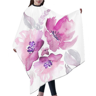 Personality  Watercolor Hand Drawn Floral Elements Arrangement Hair Cutting Cape