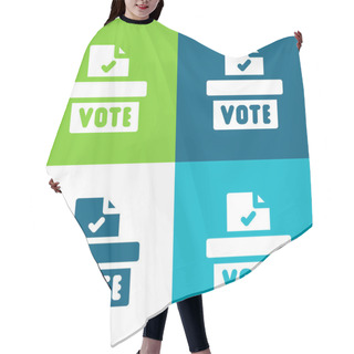 Personality  Ballot Box Flat Four Color Minimal Icon Set Hair Cutting Cape