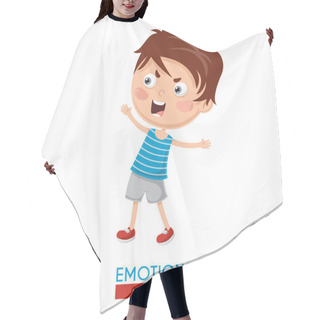 Personality  Vector Illustration Of Angry Kid Emotion Hair Cutting Cape