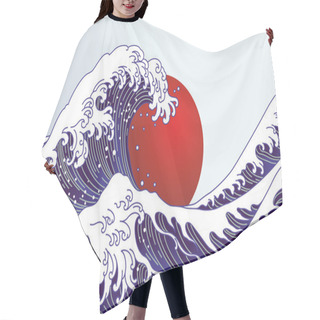 Personality  Traditional Japan Wave, Big Red Sun Illustration. Japan Flag Des Hair Cutting Cape