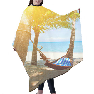 Personality  Empty Hammock Between Palms Trees At Sandy Beach Hair Cutting Cape