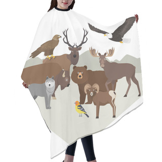 Personality  Yellowstone National Park Animals. Grizzly, Moose, Elk, Bear, Wolf, Golden Eagle, Bison, Bighorn Sheep, Bald Eagle Hair Cutting Cape