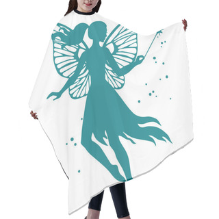 Personality  Silhouette Of Flying Fairy With Magic Wand, Vector  Illustration Isolated On White. Hair Cutting Cape