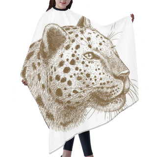 Personality  Engraving Vector  Illustration Of Leopard Head Hair Cutting Cape